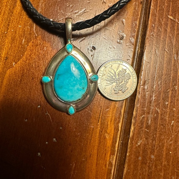 Carolyn Pollack Kingman Turquoise Leather and Sterling Necklace NEW - Picture 13 of 13